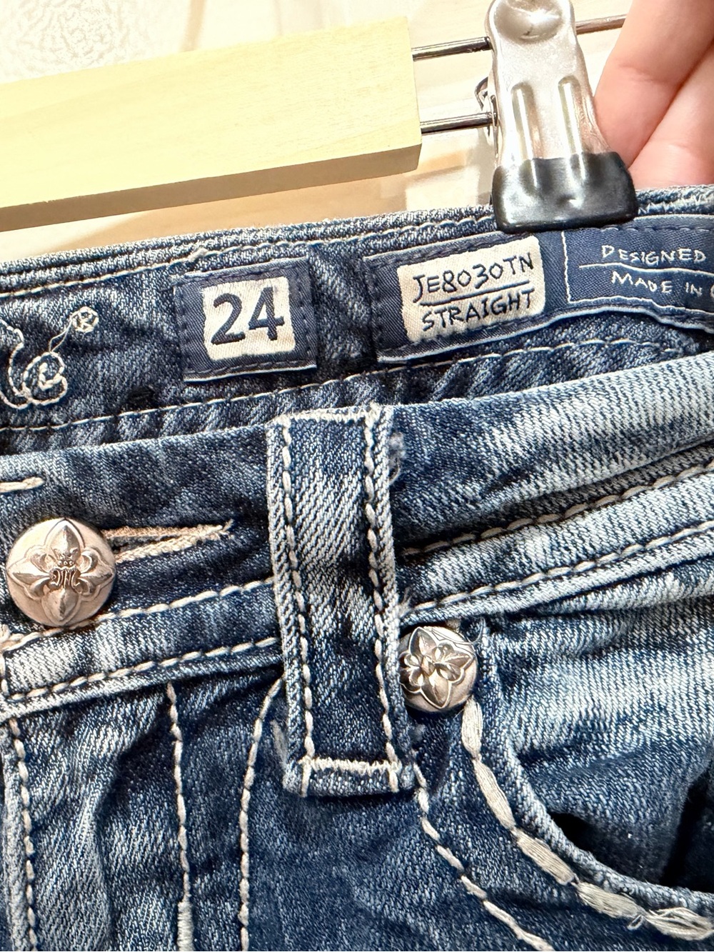Miss me waist 24” blingy blue jeans - straight - Picture 5 of 9
